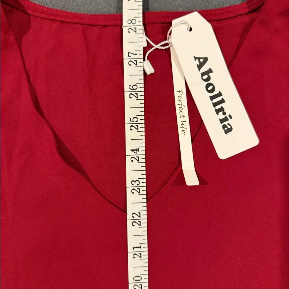Abollria Red Blouse NWT | Bell Sleeve Top | Holiday / Work / Party - Picture 5 of 11